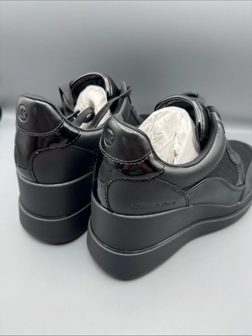MICHAEL MICHAEL KORS Emmy Leather and Mesh Wedge Trainer